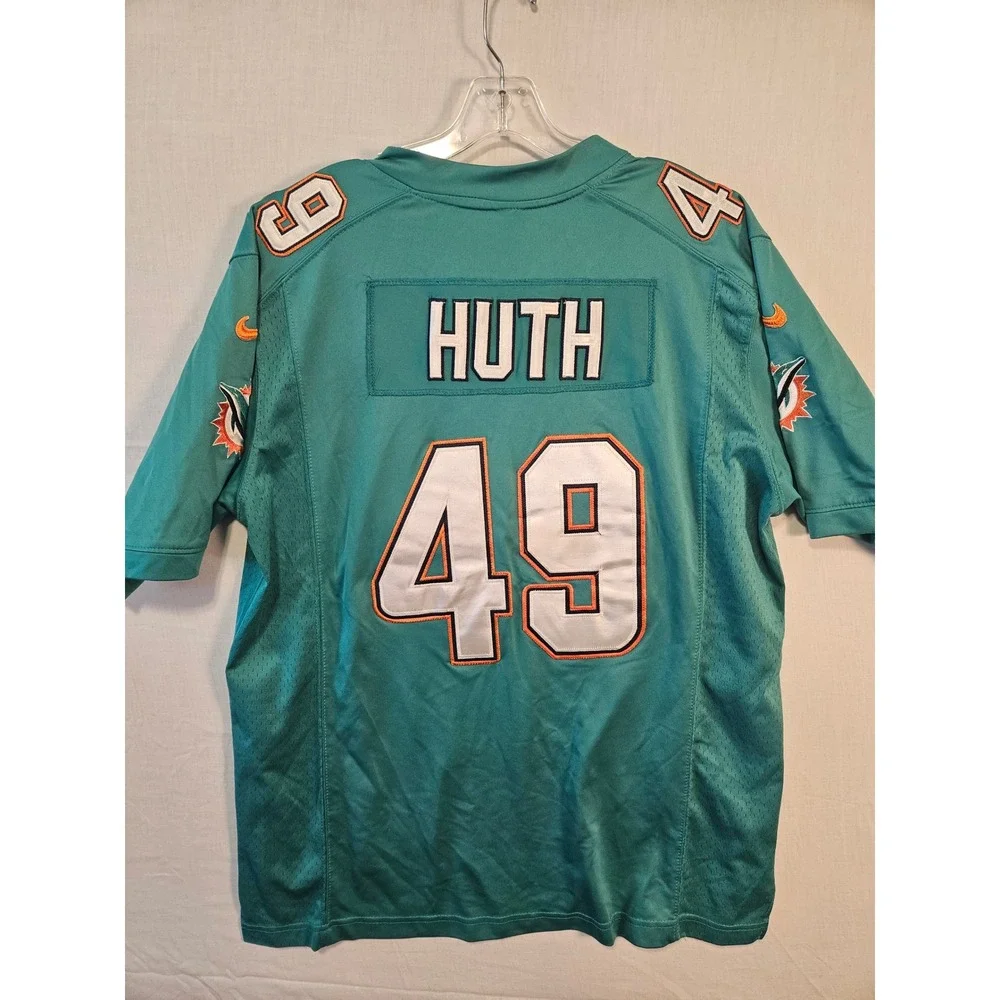 Nike Miami Dolphins Huth 49 On Field Jersey Mens Large Aqua Teal NFL Football